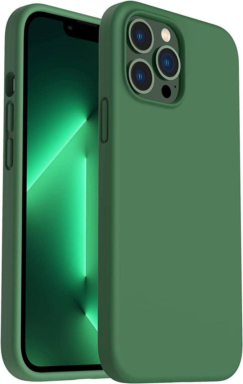 Zubitech iPhone 12 Pro Max Soft Liquid Silicone Case Full Body Shockproof Rubber Protection Raised Camera Edges Matte Finish Cover Soft Microfiber Cushion Slim Back Case (iPhone 12 Pro Max, Green)