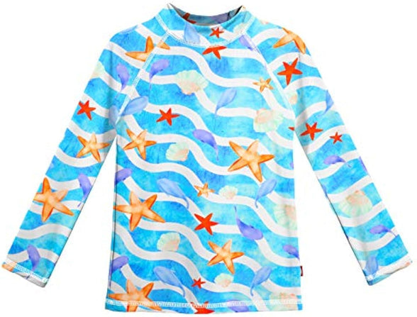 City Threads Girls' SPF50 Rash Guard Sun Swimming Tee Pool & Beach