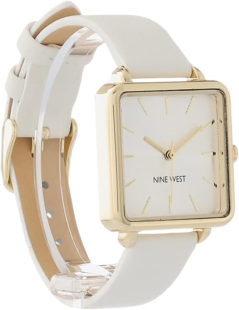 Nine West Women's Japanese Quartz Dress Watch with Faux Leather Strap