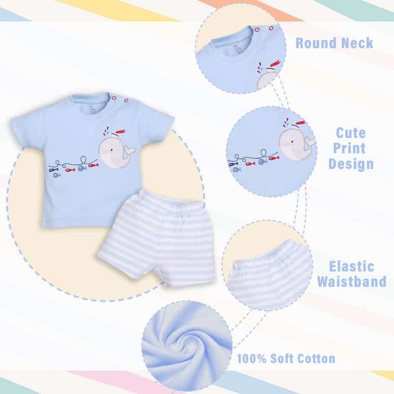 Baby Go 100% Pure Cotton Kids T-Shirt & Shorts for Baby Boys (3 Months)