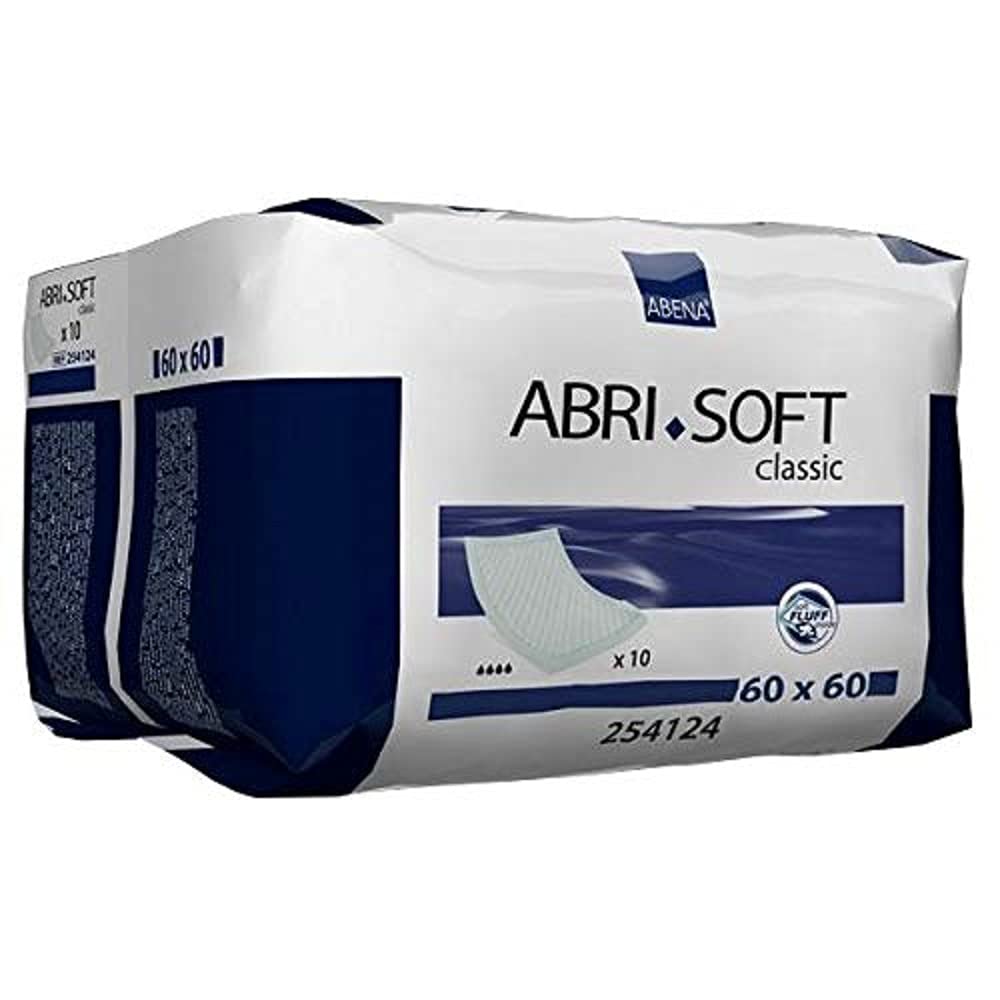 Abena Abri-soft classic disposable underpad for light incontinence, 60X60 cm, absorbency level 1300ml, pack of 10