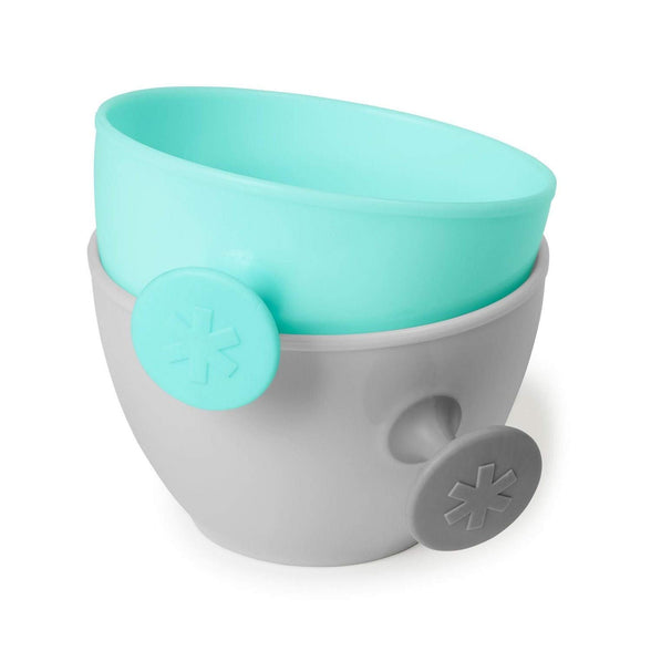 Skip Hop Baby Bowls, Easy-Grab, 2 Pack, Grey/Soft Teal