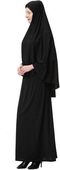 XINFU Muslim Islamic Women's khimar 2pcs Sets Soft Distinctive Prayer Dress Hijab Abaya Suit(10 Colors Available)