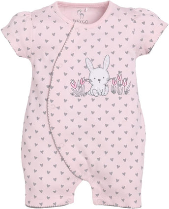 BABY GO 100% Pure Cotton Half Sleeves Romper/Sleepsuit for Baby Girls 0-3M