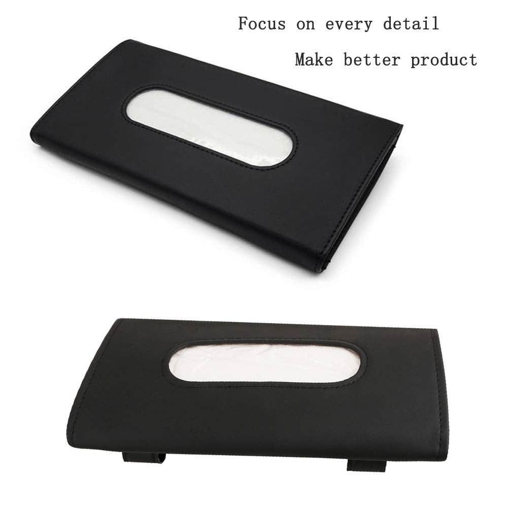 Fredysu Leather Premium Napkin & Tissue Holder, For Backseat And Car Visor, Cartbox02B, Black