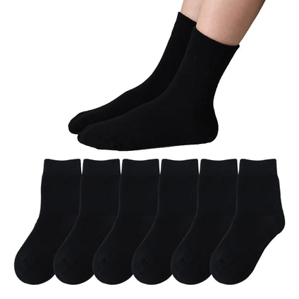 hakugoo Boys Crew Socks 6 Pairs Seamless Cotton Socks Dress Socks School Uniform Socks for Girls Youth Kids Toddler