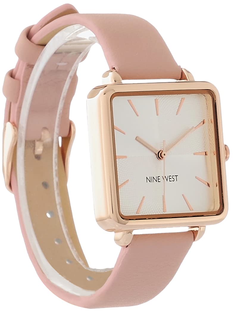 Nine West Women's Japanese Quartz Dress Watch with Faux Leather Strap