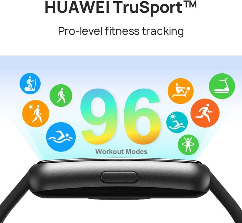 HUAWEI Band 7 Smartwatch Health and Fitness Tracker, Slim bezel-less screen, 2-week battery life, SpO2 Blood Oxygen & Heart Rate monitor, Sleep Tracking, 96 Workout Modes, Graphite Black
