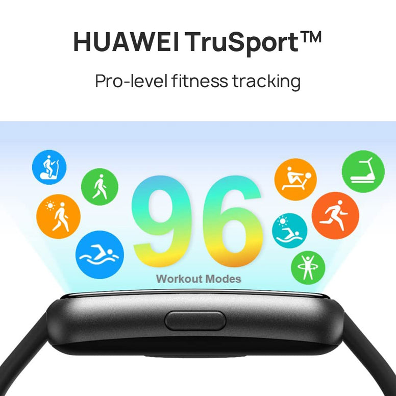 HUAWEI Band 7 Smartwatch Health and Fitness Tracker, Slim bezel-less screen, 2-week battery life, SpO2 Blood Oxygen & Heart Rate monitor, Sleep Tracking, 96 Workout Modes, Graphite Black