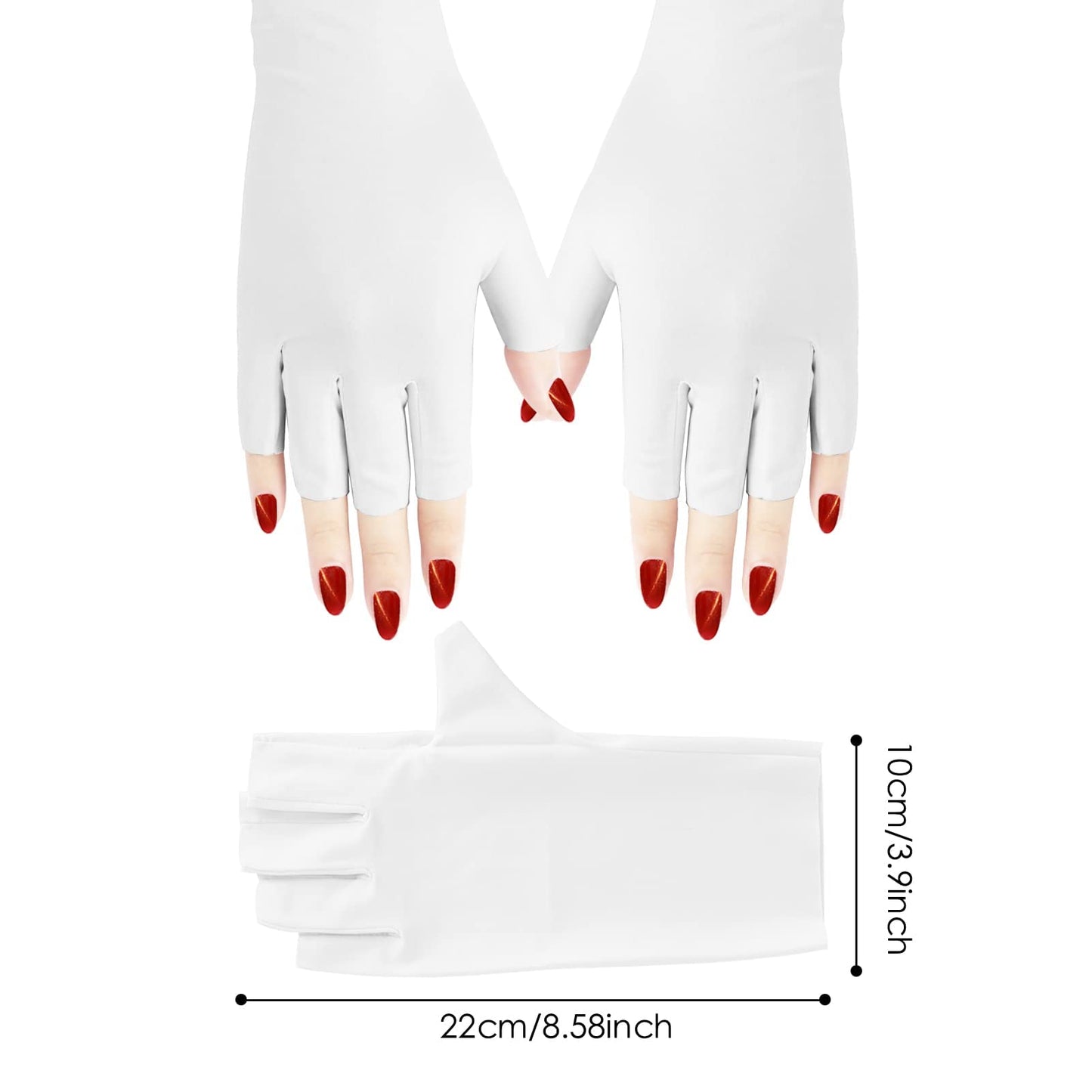 2 Pairs Anti UV Gloves UV Shield Gloves for Gel Manicure,Protect Hands from UV Light Lamp Dryer(Black+White)