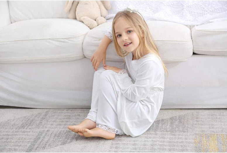 Flwydran Nightgowns Girls Long Sleeve Soft Family Pyjamas Long Nightdress Sleepwear