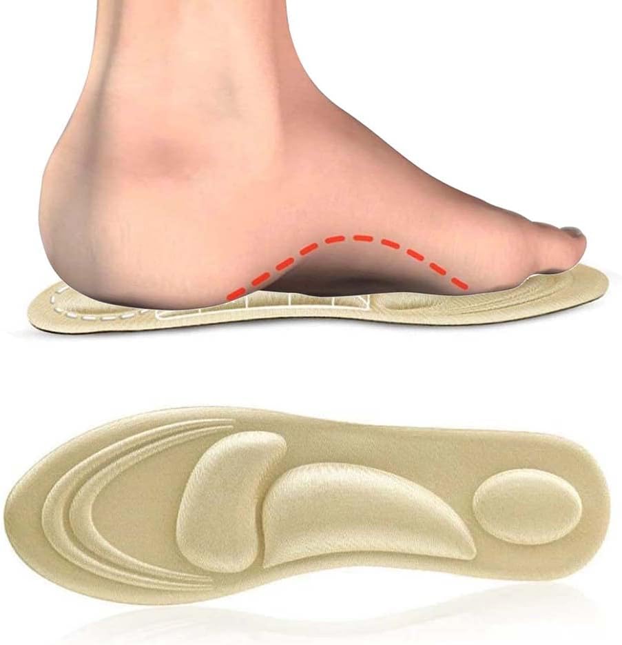 Memory Foam Insoles Orthotic Insole High Arch Foot Support Soft insoles, 4D Comfort Cushioning, Insert for Severe Flat Feet, Plantar Fasciitis, Feet Pain, Foot Valgus for Man And Woman (EU 35-40)