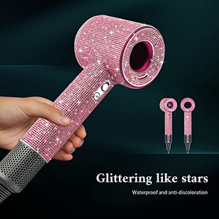 Rhinestones Case for Dyson Hair Dryer Anti-Scratch Shockproof Dust Proof Travel Protective Case Cover for Dyson Hair Dryer (Bling Pink)