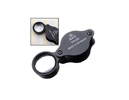 Portable 30X Jewelers Foldable Loupe Magnifier - Double Deck Glass Magnifying Eye Loop Stand - Best for Jewelry Identifying Type, Diamonds, Coins, Miniatures, Engravings, Markings, Textile Fabric