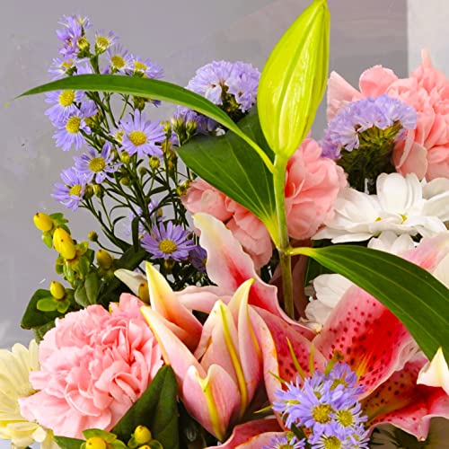 Homeland Florists Pastel Stunning Mixed Bouquet with Scented Oriental Lilies, Flowers Delivery Next Day Prime UK, Send a Beautiful Fresh Floral Gift