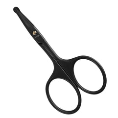 LIVINGO 3.75" Premium Nose Hair Scissors, Curved Safety Blades with Rounded Tip for Trimming Small Details Facial Hair, Ear Hair, Eyebrow (Black)