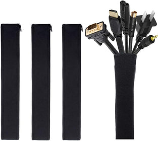 Cable Management Sleeve, JOTO Cord Management System for TV/Computer/Home Entertainment, 19-20 inch Flexible Cable Sleeve Wrap Cover Organizer, 4 Piece - Black