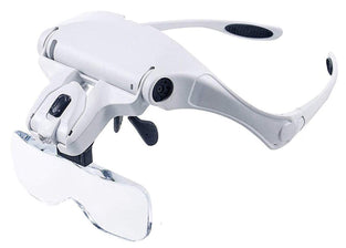 Go-Go Headband Magnifier Glasses LED Magnifying Loupe Head Mount Magnifier Handsâ€”Free Bracket and Headband are Interchangeable 5 Replaceable Lenses1.0X,1.5X,2.0X,2.5X,3.5X