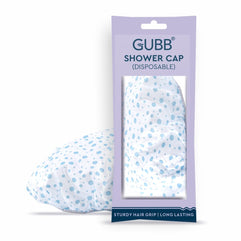 GUBB Plastic Shower Disposable Caps for Men and Women with Dot Prints in White Colour | Best Shower Cap for the Shower and Spa | 100% Water Resistant Disposable Shower Caps (Pack of 4)