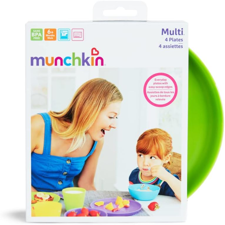Munchkin Children's Plate Set (4 Pieces) BPA Free, Microwave and Dishwasher Safe