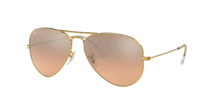 Ray-Ban Mens 0RB3025 Classic Flash Mirrored Aviator , Color: Gold/Pink Mirror Gradient, Size: 55 mm