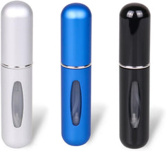 MISHINE 3 Pack 5ML Perfume Atomiser,Perfume Refillable Atomizer Spray Bottle Portable for Travel Business Trip Outdoor Activities (Silver+Blue+Black)