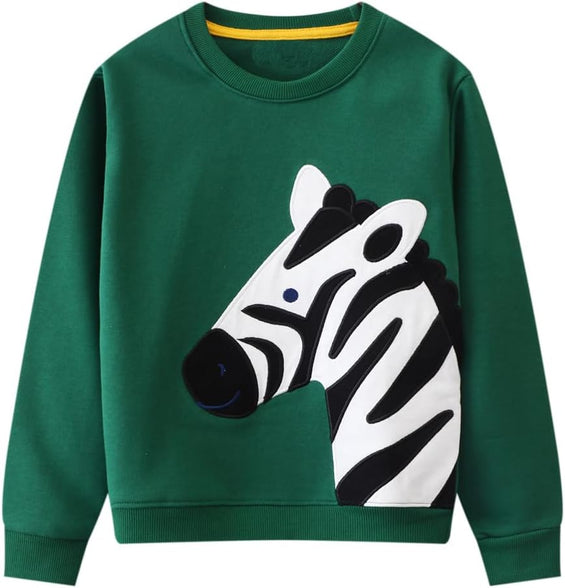 Toddler Boys Sweatshirts Kids Cotton Long Sleeve Crewneck Pullover Cartoon Print Shirts 2-7T