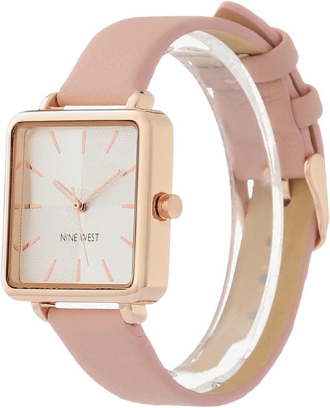 Nine West Women's Japanese Quartz Dress Watch with Faux Leather Strap