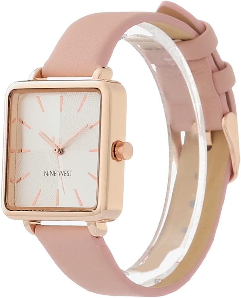 Nine West Women's Japanese Quartz Dress Watch with Faux Leather Strap