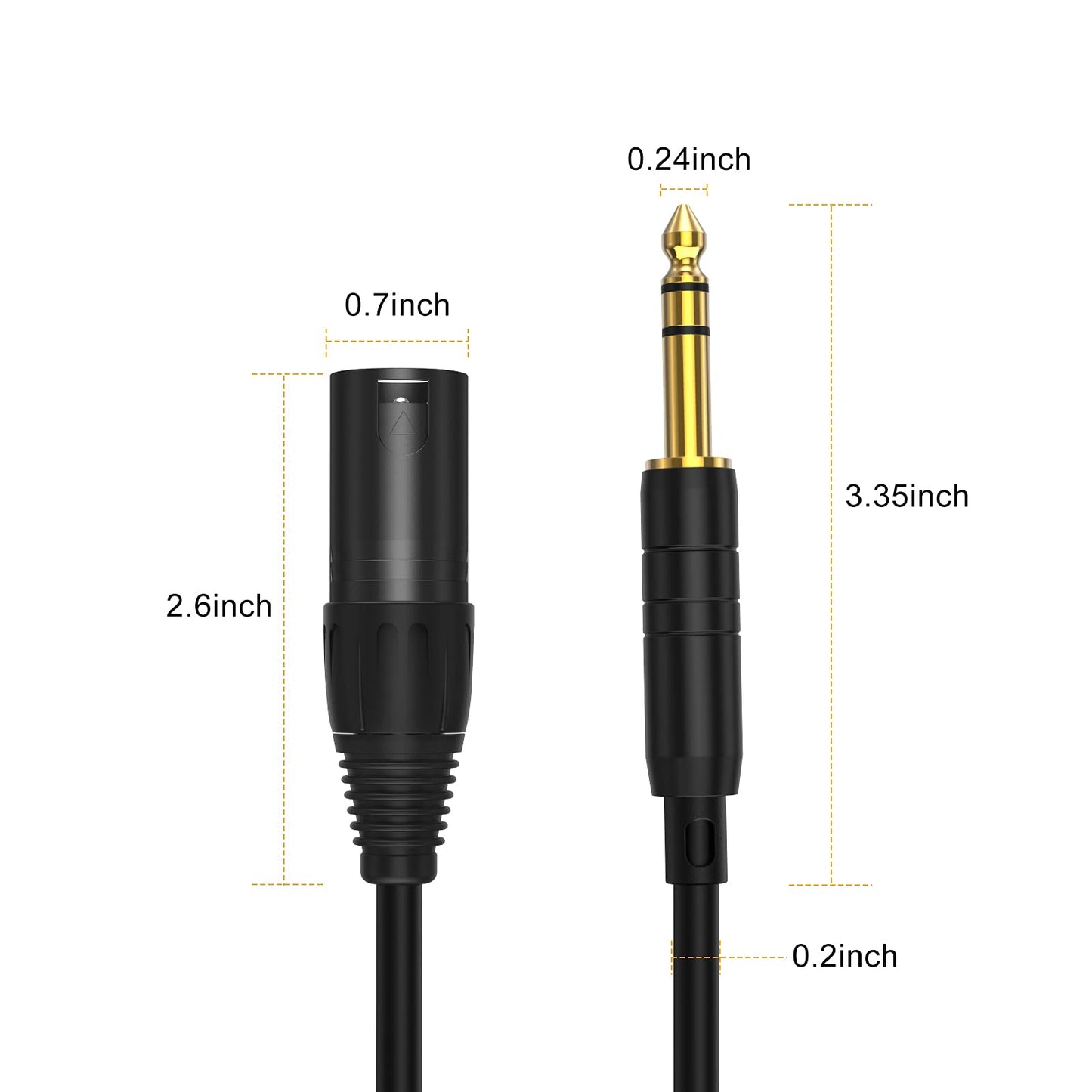 CableCreation 6 Feet TRS 6.35mm (1/4 Inch) Male to XLR Male Cable, Black CX0060