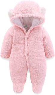 ALLAIBB Baby Newborn Snowsuit Winter Hooded Footie Fleece Jumpsuit for Infant Girls Boys (3-6 Months)
