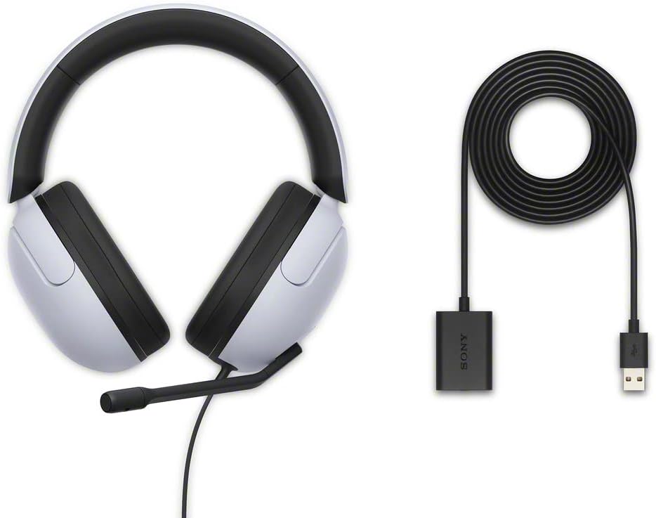 Sony INZONE H3 Wired Gaming Headset, Over ear Headphones with 360 Spatial Sound, MDR G300, White, Headphone