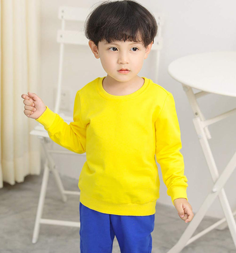 DCUTERQ Boys' Crewneck Thin Sweatshirt Girls Sport Long Sleeve Cotton Pullover Tops Kids Toddler Solid T-Shirt