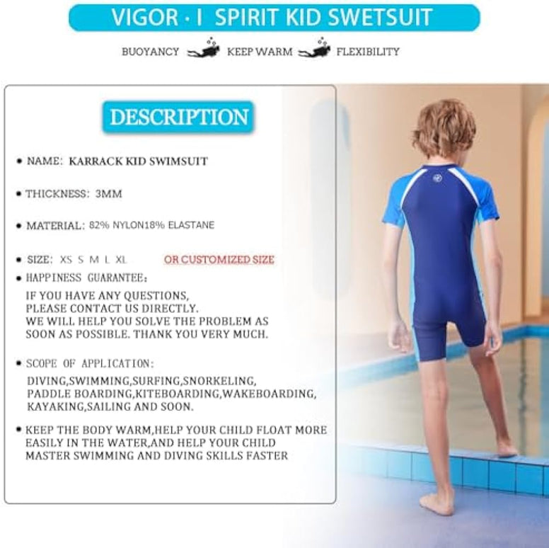 Karrack Girls and Boys One Piece Rash Guard Swimsuit Kid Water Sport Short Swimsuit UPF 50+ Sun Protection Bathing Suits