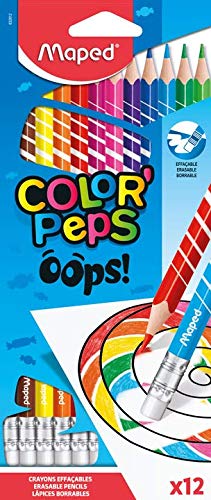 Maped Color Peps Oops Erasable Colouring Pencils (Pack of 12), 832812