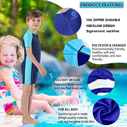 Karrack Girls and Boys One Piece Rash Guard Swimsuit Kid Water Sport Short Swimsuit UPF 50+ Sun Protection Bathing Suits