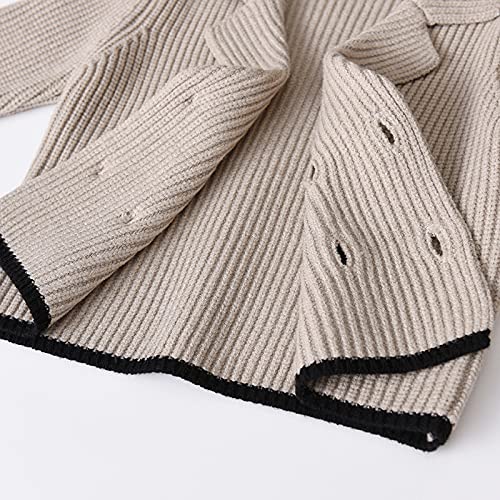 Little Kids Boys Sweater Knit Blazer Crochet Elegant Notched Collar Double Breasted Sweater Suit Coat (12-18 Months)