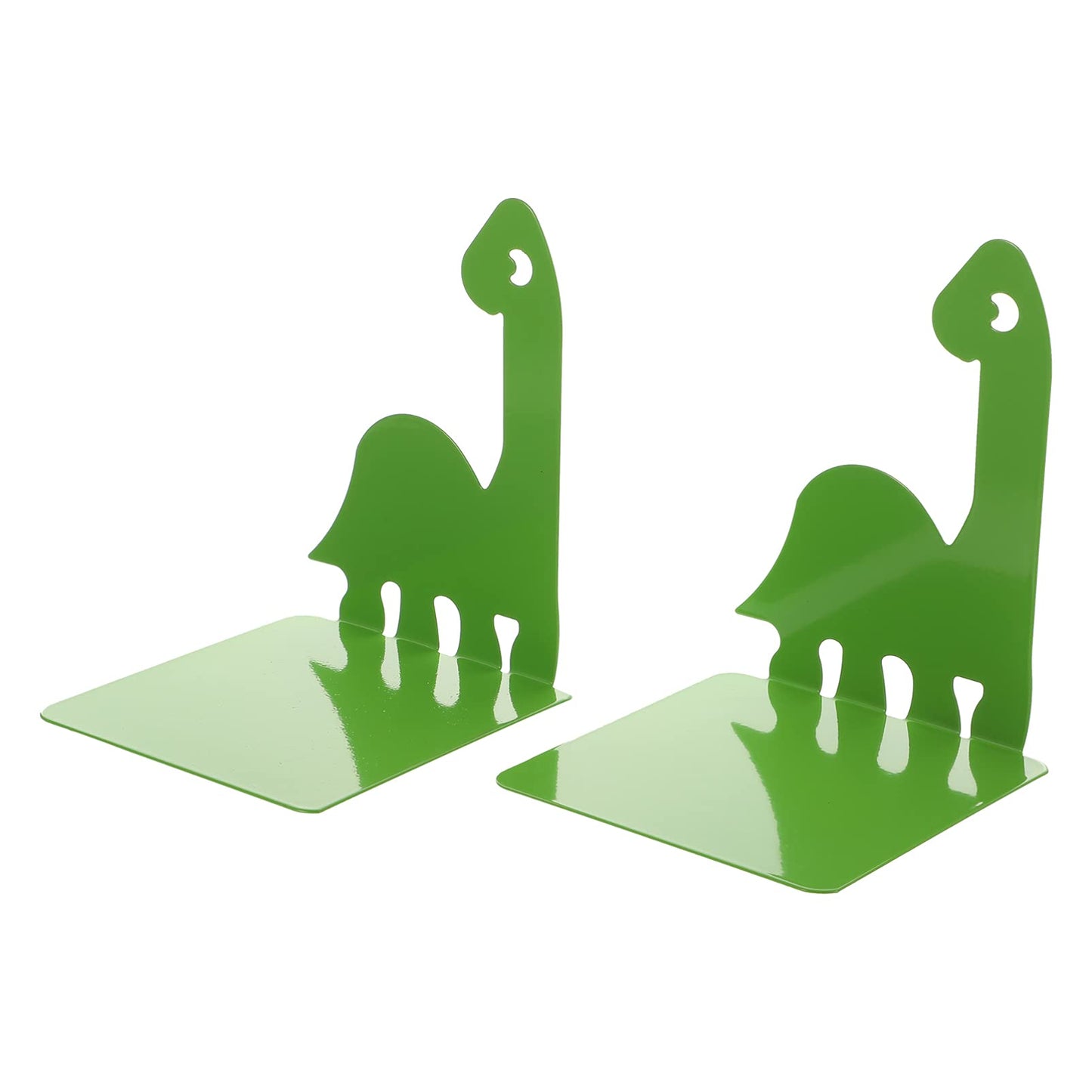 NUOBESTY 2pcs Metal Dinosaur Bookend Decorative Book Shelf Desktop Book Organizer for Home Office Tabletop Decoration Ornament Green