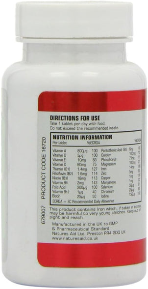 Natures Aid Complete Multi-Vitamins & Minerals, 90 Tablets
