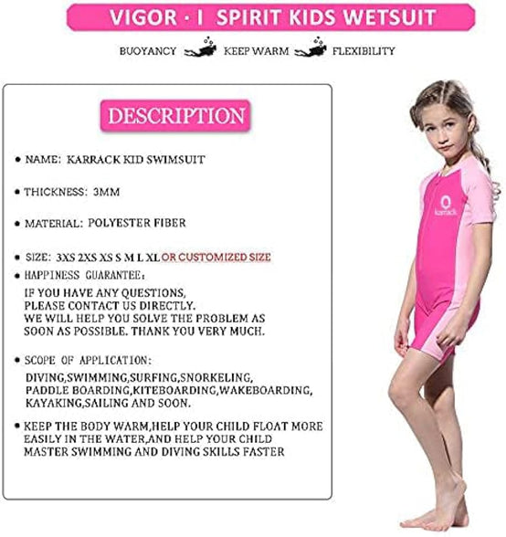 Karrack Girls and Boys One Piece Rash Guard Swimsuit Kid Water Sport Short Swimsuit UPF 50+ Sun Protection Bathing Suits