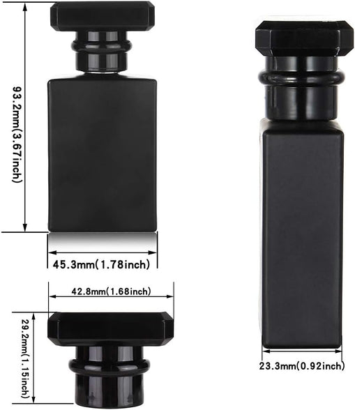 6 Pack 30ml / 1 Oz Black Assorted Refillable Perfume Bottle, Portable Square Empty Glass Perfume Atomizer Bottle with Spray Applicator 4 Free kinds of perfume dispenser(6 Pack 30ml / 1.01 oz. Black )