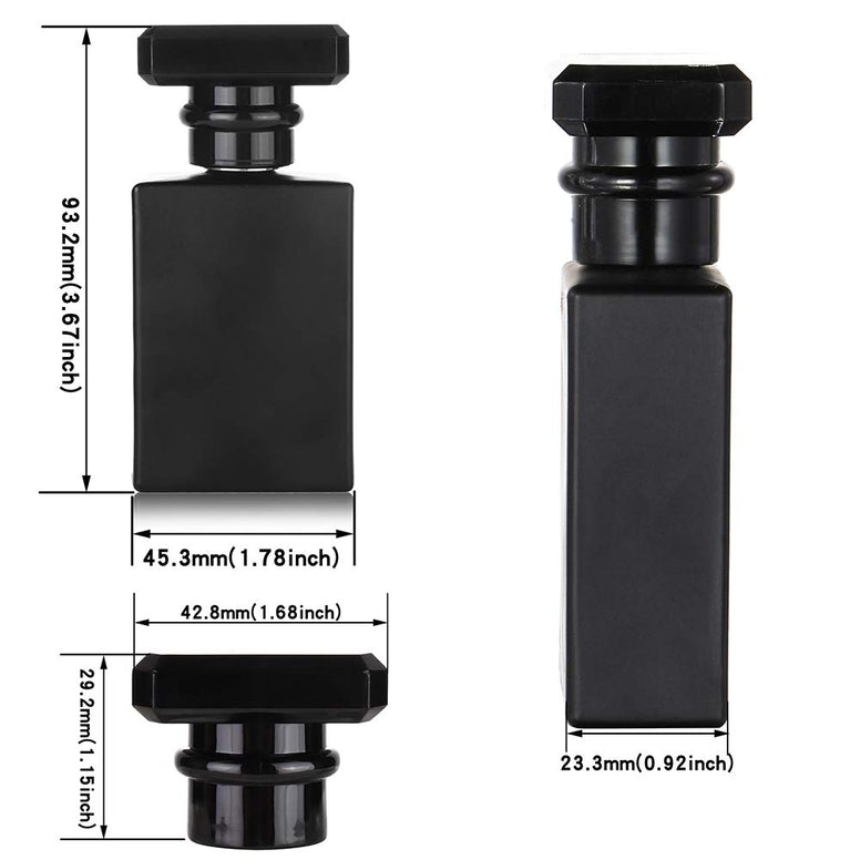 6 Pack 30ml / 1 Oz Black Assorted Refillable Perfume Bottle, Portable Square Empty Glass Perfume Atomizer Bottle with Spray Applicator 4 Free kinds of perfume dispenser(6 Pack 30ml / 1.01 oz. Black )