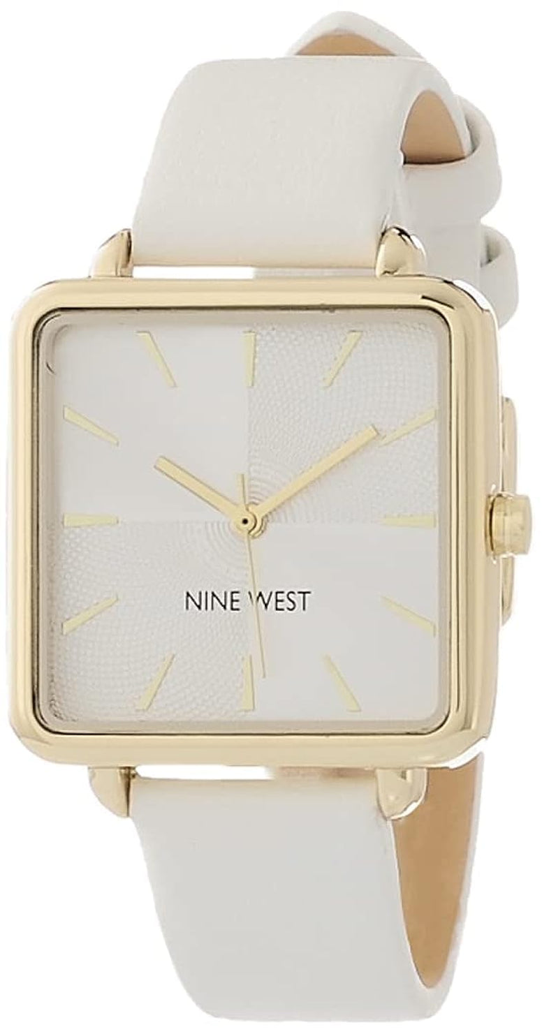 Nine West Women's Japanese Quartz Dress Watch with Faux Leather Strap