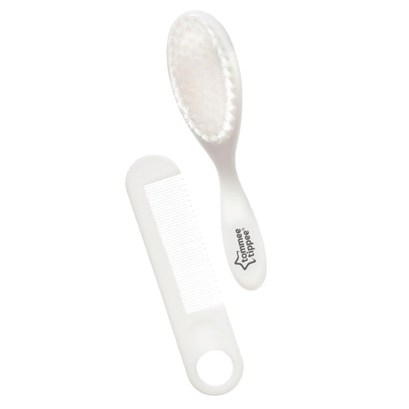 Tommee Tippee Essentials Baby BrUSh And Comb, 0 To 24 Months, White, Piece Of 2