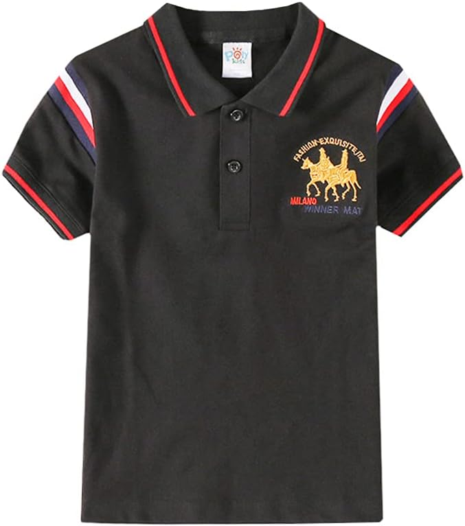 Boys' Short Sleeve Polo Shirt Cool Uniform Pique Polo Shirts for boy