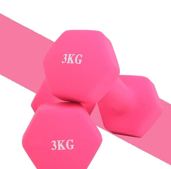 COOLBABY Neoprene Dumbbells -Pink 3 Kg *2