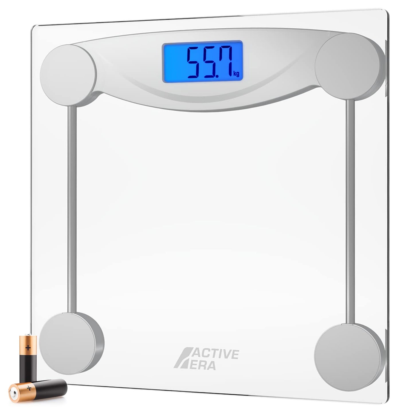 Active Era Weight Scale - Ultra Slim Digital Bathroom Scales for Body Weight with High Precision Sensors and Tempered Glass (Stone/kgs/lbs)