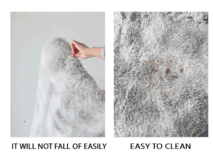 Modern Soft Wool Tie Dye Fluffy Shaggy Faux Fur Rug Floor Mat Carpet Home Decor with Antislip Plush High Pile Bottom for Bedroom Living Room (Size 120×160CM) (Grey)