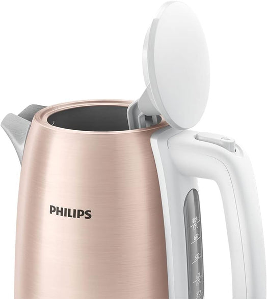 Philips Stainless steel Kettle, Daily Collection,Rose Gold Metallic/White HD9350/96,2 Years Warranty