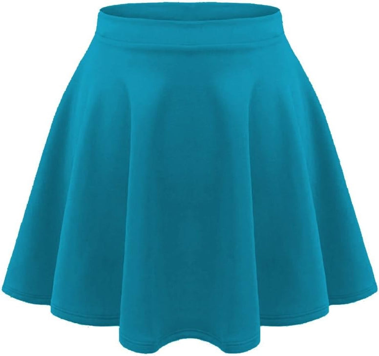 janisramone Kids Girls Children New Plain Flippy Flared High Waistband Stretch Short Mini Skater Skirts